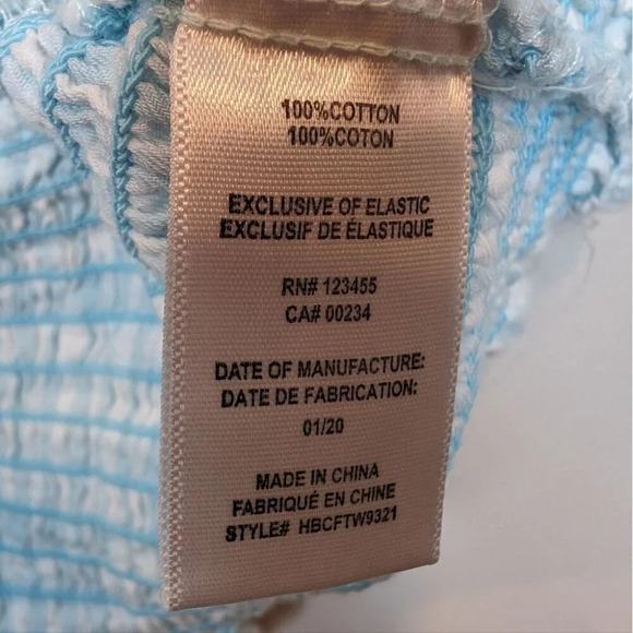 Lord & Taylor Design Lab Light Blue White Checkered Puff Sleeve Smocked Bottom M - Picture 4 of 7